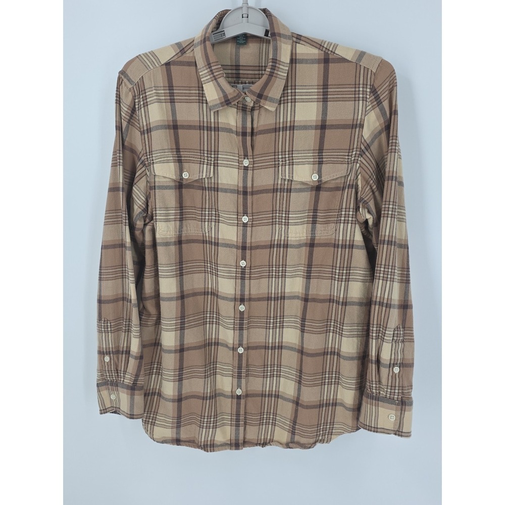 Lauren Jeans Company 100% Cotton Medium Weight Flannel Mens Shirt Brown Check XL